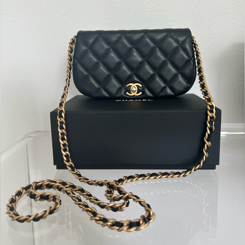 CHANEL Quilted Coco Mail Clutch with Chain